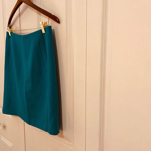Banana Republic Emerald Blue A Line Welt Pockets Mini Skirt Size 6 - Picture 6 of 12